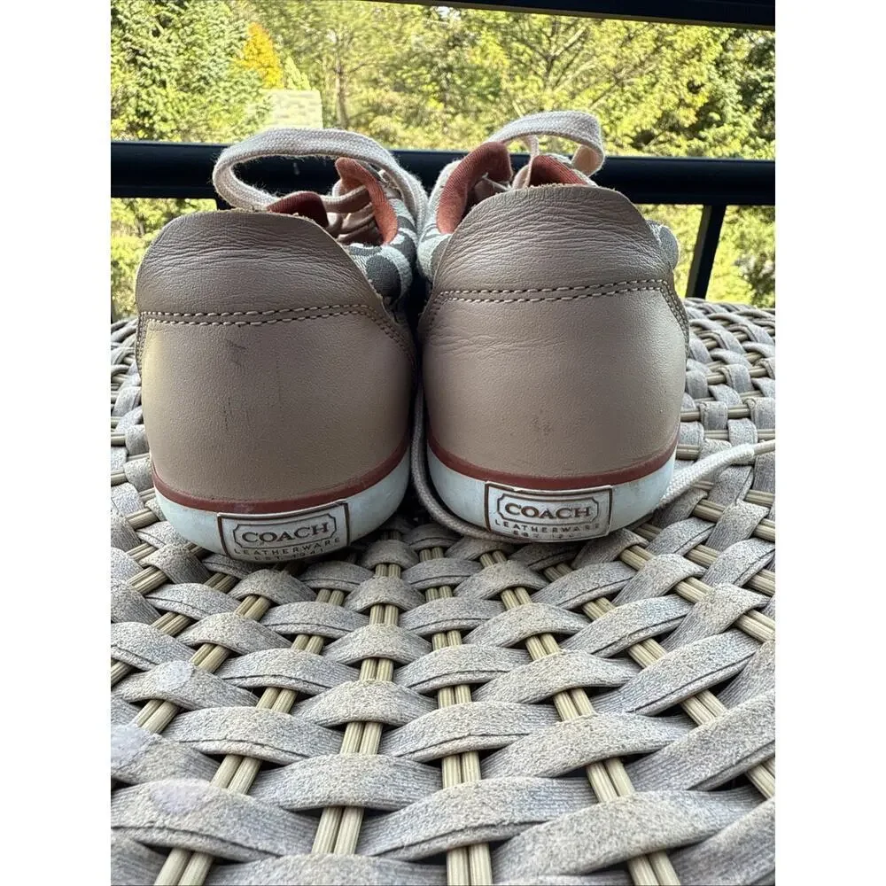 Coach Barrett Women's Sneaker 6M Metallic Pink Canvas Casual Lace-Up Shoes
